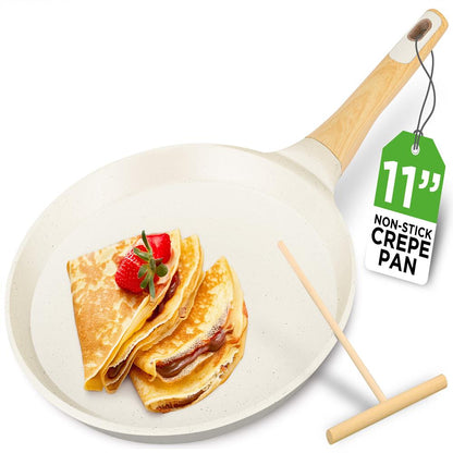 Panvica na palacinky s priemerom 11", s nepriľnavým povrchom, ľahko sa čistí, bielo-krémový mramorový povrch – NCMKCP002411WT