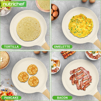 Panvica na palacinky s priemerom 11", s nepriľnavým povrchom, ľahko sa čistí, bielo-krémový mramorový povrch – NCMKCP002411WT