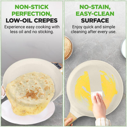 Panvica na palacinky s priemerom 11", s nepriľnavým povrchom, ľahko sa čistí, bielo-krémový mramorový povrch – NCMKCP002411WT
