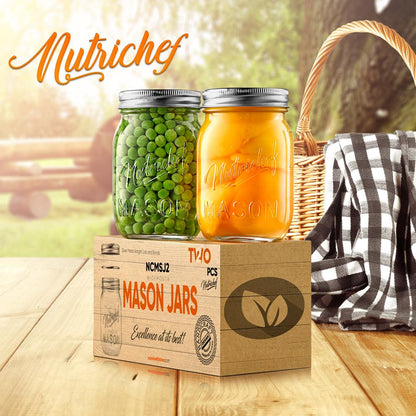 Masoni purgid, 2 tk, 473 ml – õhukindel sulgur, paks klaas, hõbedased kaaned - NCMSJ2