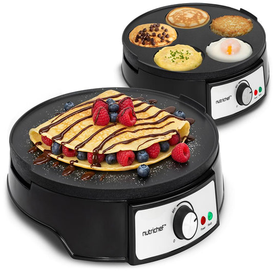12 Reversible Crepe And Pancake Maker And Aluminum Hot Plate Griddle Cooktop With Led Indicator And Adjustable Temperature Control - NCPCRM13