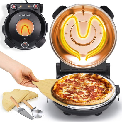 Cuptor electric pentru pizza 12", gătire precisă, piatră antiaderentă - NCPZTP120BK