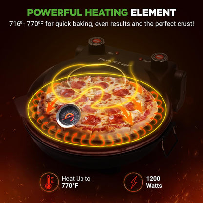 Cuptor electric pentru pizza 12", gătire precisă, piatră antiaderentă - NCPZTP120BK