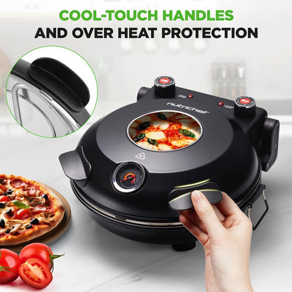 Cuptor electric pentru pizza 12", gătire precisă, piatră antiaderentă - NCPZTP120BK
