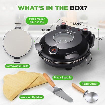 Cuptor electric pentru pizza 12", gătire precisă, piatră antiaderentă - NCPZTP120BK