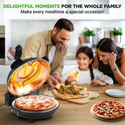 Cuptor electric pentru pizza 12", gătire precisă, piatră antiaderentă - NCPZTP120BK
