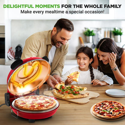 Electric Pizza Oven Precise Cooking Non-Stick Stone Red - NCPZTP120RD