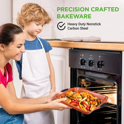 Conjunto de formas para forno antiaderentes de 10 peças, aquecimento uniforme, em aço-carbono, pegas azuis — NCSBS54S