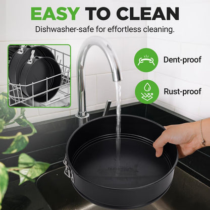 Set med 3 springformar, non-stick, enkel lossning, kolstål, svart – NCSF3BK