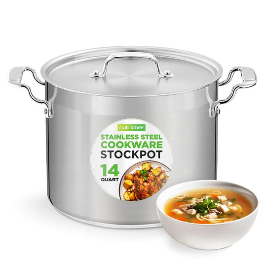 14 Qt Stock Pot - Even Heat Induction Ready Stainless Steel - NCSPT14Q