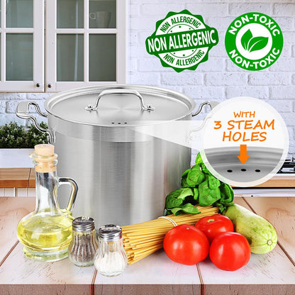 14 Qt Stock Pot - Even Heat Induction Ready Stainless Steel - NCSPT14Q