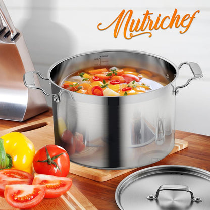 14 Qt Stock Pot - Even Heat Induction Ready Stainless Steel - NCSPT14Q