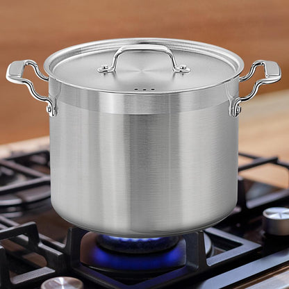 14 Qt Stock Pot - Even Heat Induction Ready Stainless Steel - NCSPT14Q