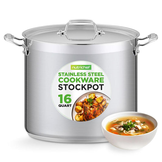 16-Quart Stockpot Even Heat Stainless Steel Induction Compatible - NCSPT16Q