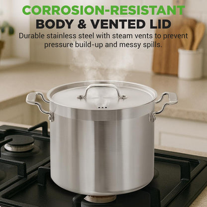Pentola da brodo da 16 quart a calore uniforme in acciaio inox compatibile con l'induzione - NCSPT16Q