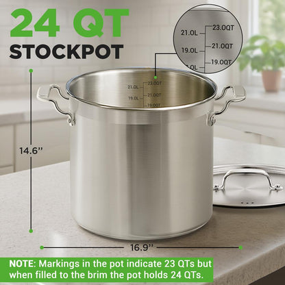 24-Qt-Edelstahl-Suppentopf, gleichmäßige Hitze, induktionsgeeignet – NCSPT24Q