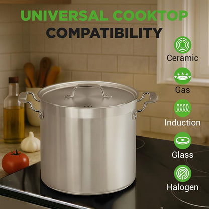 24-Qt-Edelstahl-Suppentopf, gleichmäßige Hitze, induktionsgeeignet – NCSPT24Q