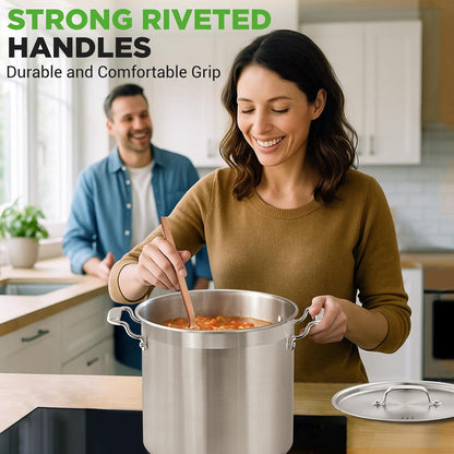 24-Qt-Edelstahl-Suppentopf, gleichmäßige Hitze, induktionsgeeignet – NCSPT24Q