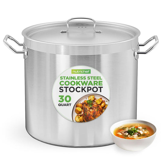 30 Qt Stainless Steel Stockpot Even Heat Induction Compatible - NCSPT30Q