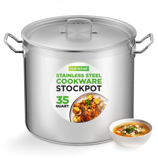 35 Qt Stainless Steel Stockpot Even Heat Induction Compatible - NCSPT35Q