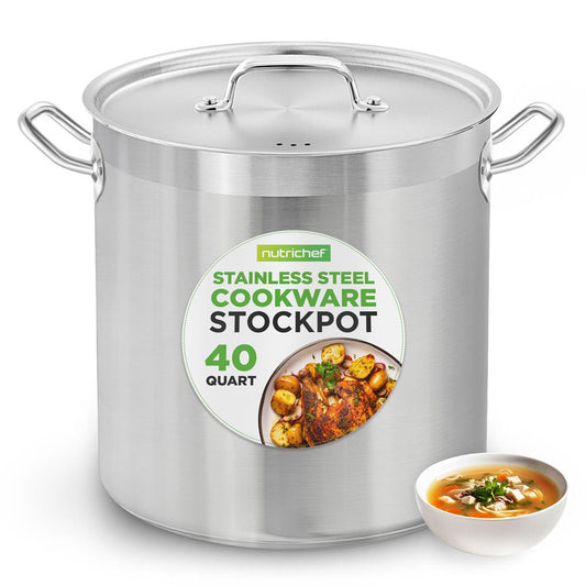 40 Qt Stainless Steel Stockpot Even Heat Induction Compatible - NCSPT40Q