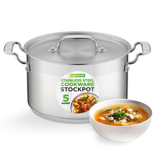 5-Quart Stockpot for Even Heat Stainless Steel Induction Compatible - NCSPT5Q
