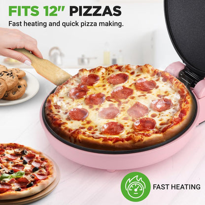 Pöytämallinen pizzanvalmistaja, valmistaa nopeasti 12 pizzaa, tarttumaton pinta, vaaleanpunainen – NCSW837PINK
