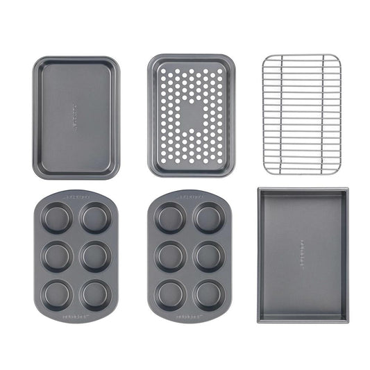 6-Piece Non-Stick Bakeware Set Stackable Carbon Steel Gray - NCTOBS6