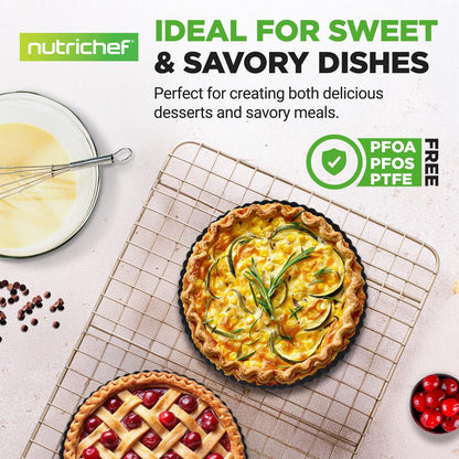 2 Round Tart Pans Nonstick Carbon Steel Removable Base 9 Inch - NCTRT2BK