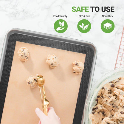 Bakmattor i silikon – non-stick, återanvändbara, livsmedelsklassade, ugnssäkra upp till 480 °F – NUBAFUPABK27