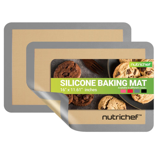 Silicone Baking Mats - Nonstick Reusable Food-Grade - Oven Safe - Grey - NUBAFUPAGR25