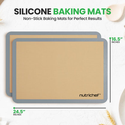 Tappetini da forno in silicone - Antiaderenti, resistenti al forno fino a 480°F, per alimenti, grigi - NUBAPAGR12