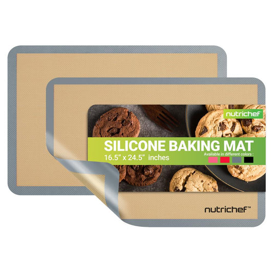 Silicone Baking Mats - Non-stick Oven-safe 480¬8F Food-Grade Grey - NUBAPAGR12