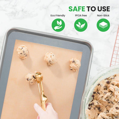Tappetini da forno in silicone - Antiaderenti, resistenti al forno fino a 480°F, per alimenti, grigi - NUBAPAGR12