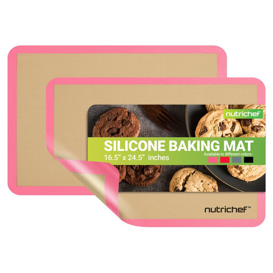 Silicone Baking Mats Non-stick Food-Grade Oven-Safe 480°F Pink - NUBAPAPI11