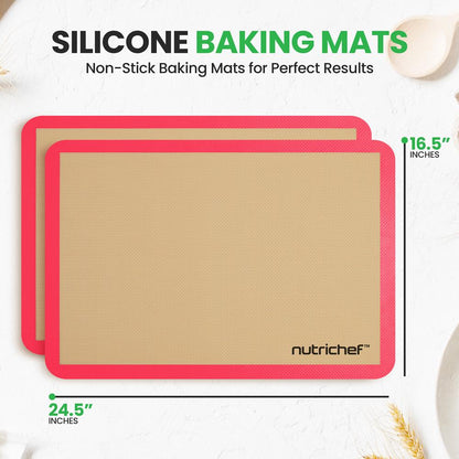 Silikonowe maty do pieczenia – nieprzywierające, odporne na temperaturę do 480°F, czerwone, 24,4 × 16,5 – NUBAPARE13