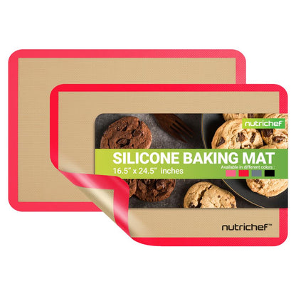 Silikonowe maty do pieczenia – nieprzywierające, odporne na temperaturę do 480°F, czerwone, 24,4 × 16,5 – NUBAPARE13