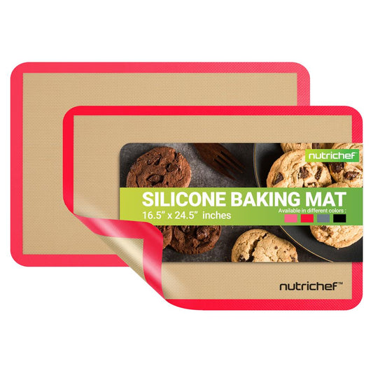 Silicone Baking Mats - Nonstick Oven-Safe 480°F Red 24.4x16.5 - NUBAPARE13