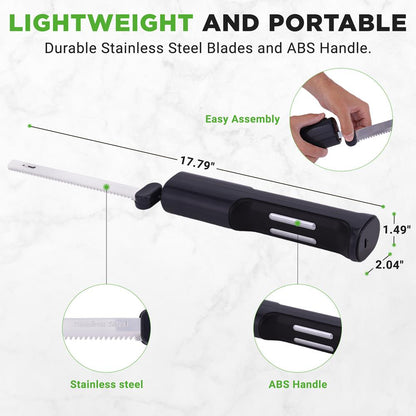 Coltello elettrico senza filo per tagliare rapidamente, lame in acciaio inossidabile, nero - NUELREKN3BLACK