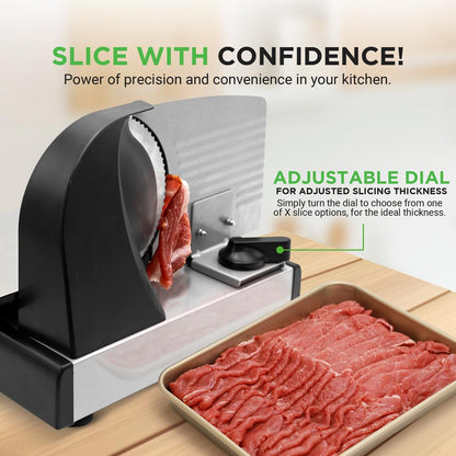 Slicer leictreach feola 200W le lann inchoigeartaithe cruach dhosmálta - NUGJ801