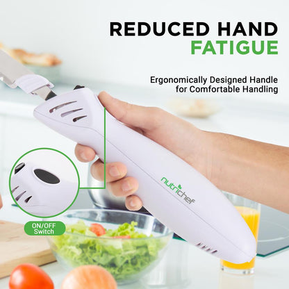 Set di coltelli elettrici da cucina - Affettatura senza sforzo, lame in acciaio inox, supporto in legno - PKELKN16