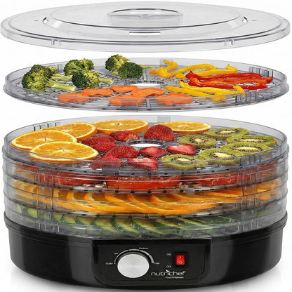 Deshidratador eléctrico de alimentos que conserva los nutrientes, con 5 bandejas apilables, negro - PKFD14BK