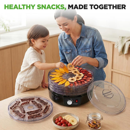 Deshidratador eléctrico de alimentos que conserva los nutrientes, con 5 bandejas apilables, negro - PKFD14BK