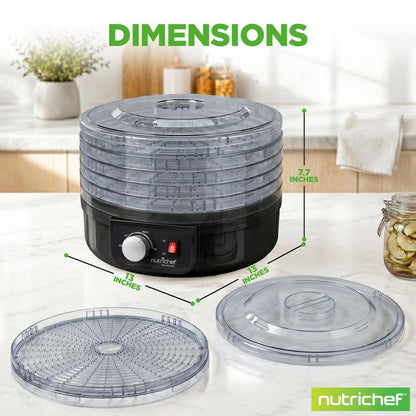 Deshidratador eléctrico de alimentos que conserva los nutrientes, con 5 bandejas apilables, negro - PKFD14BK