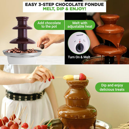 Troposchodová čokoládová fontána na fondue, 16oz, nehrdzavejúca oceľ, jednoduché čistenie – PKFNMK16